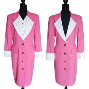 Vintage Rickie Freeman Teri Jon Sheath Dress Detachable Vest Ensemble